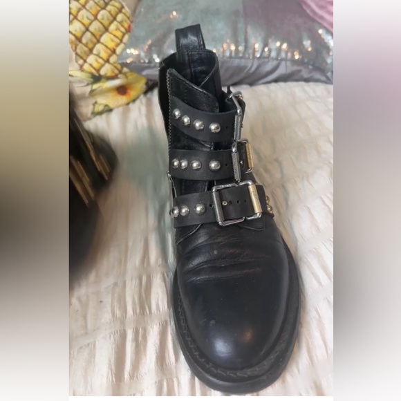 Zadig & Voltaire Laureen Studded Black Leather Ankle Boots - Picture 2 of 8